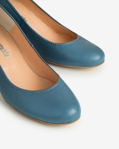 moustakis blue leather slippers