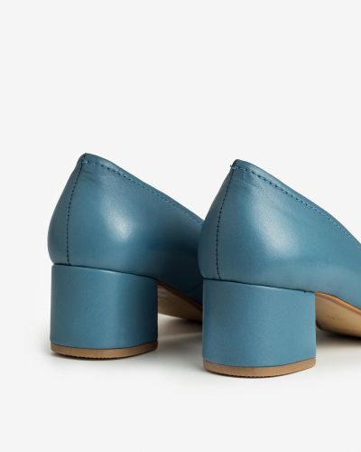 moustakis blue leather slippers