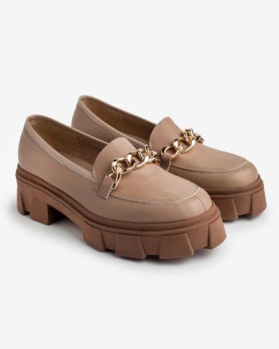 moustakis μπεζ δερμάτινα loafers