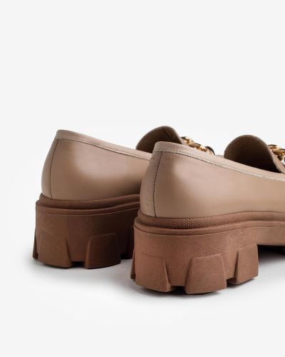 moustakis μπεζ δερμάτινα loafers