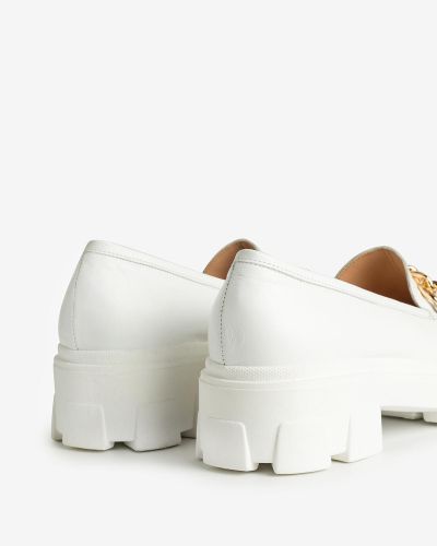 moustakis white leather loafers