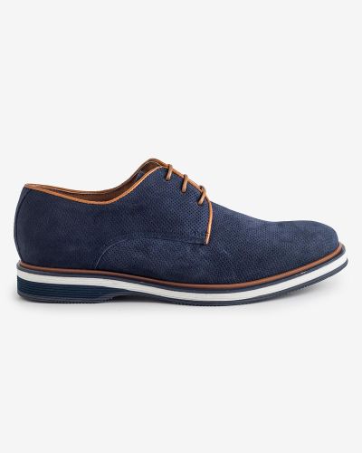 FENTINI navy suede oxfords