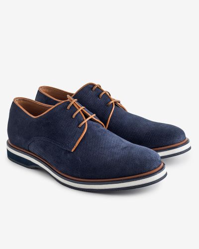 FENTINI navy suede oxfords