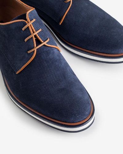 FENTINI navy suede oxfords