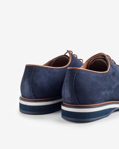 FENTINI navy suede oxfords