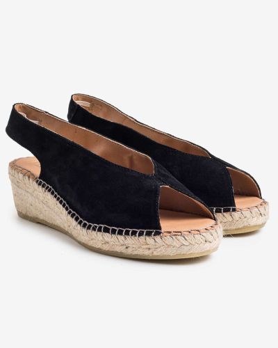 FABIOLAS μαύρες suede peep-toe εσπαντρίγιες