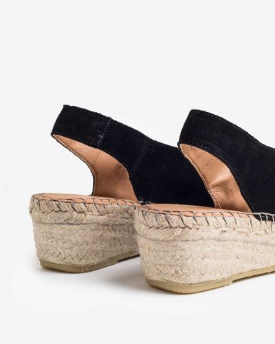 FABIOLAS μαύρες suede peep-toe εσπαντρίγιες