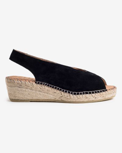 FABIOLAS μαύρες suede peep-toe εσπαντρίγιες