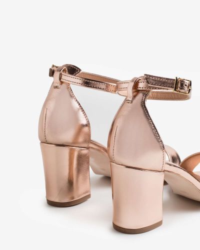moustakis pink gold leather sandals
