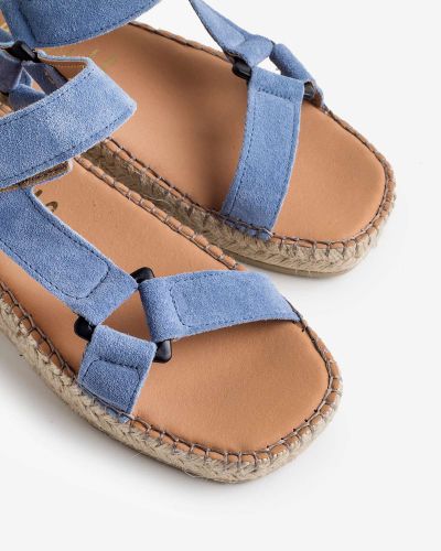FABIOLAS σιέλ suede flatform σανδάλια