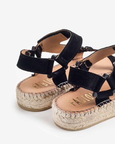 FABIOLAS μαύρα suede flatform σανδάλια