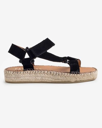 FABIOLAS μαύρα suede flatform σανδάλια