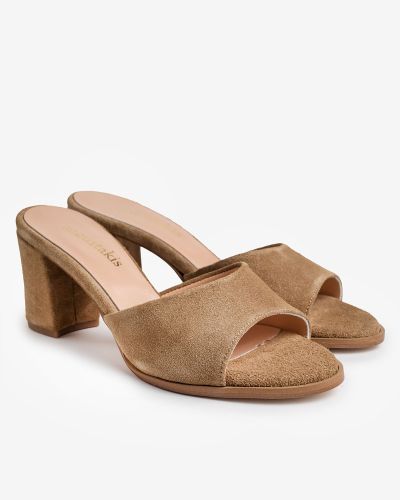 moustakis κάμελ suede mules