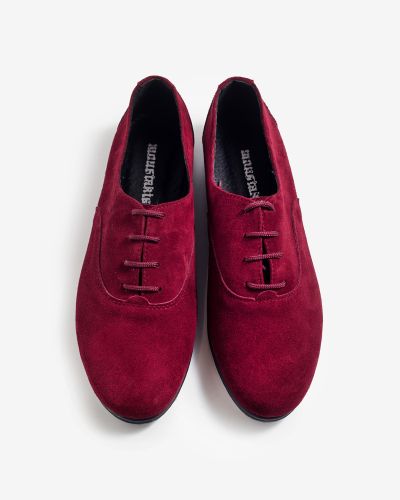 moustakis μπορντώ suede oxfords