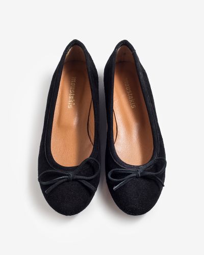 moustakis black suede ballerinas