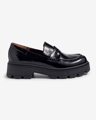 moustakis μαύρα δερμάτινα λουστρίνι loafers