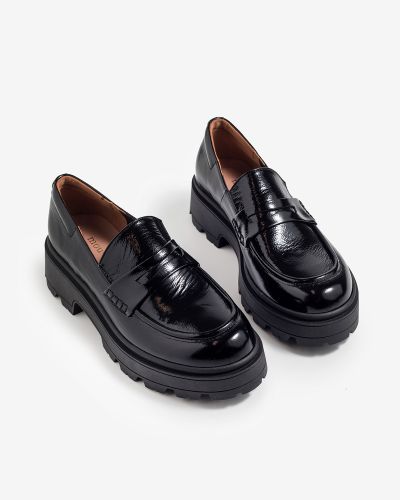 moustakis μαύρα δερμάτινα λουστρίνι loafers