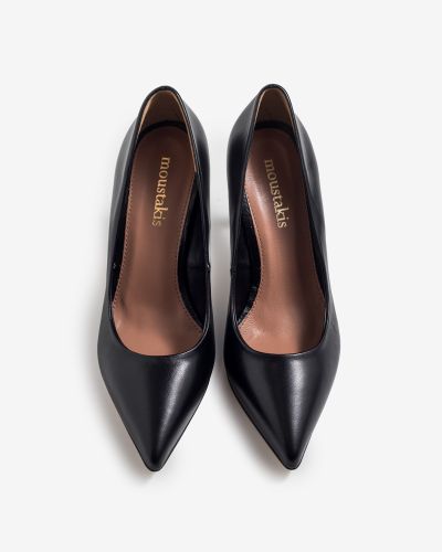 moustakis black leather pointed pumps