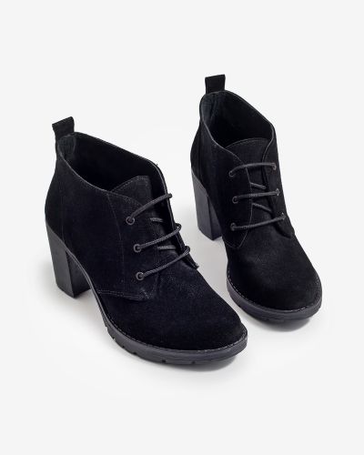 moustakis μαύρα suede μποτάκια με κορδόνια