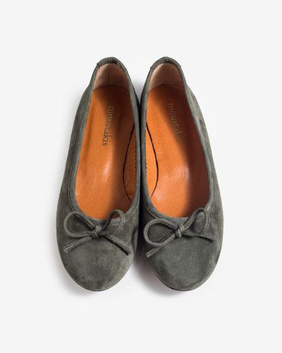 moustakis olive oil suede ballerinas