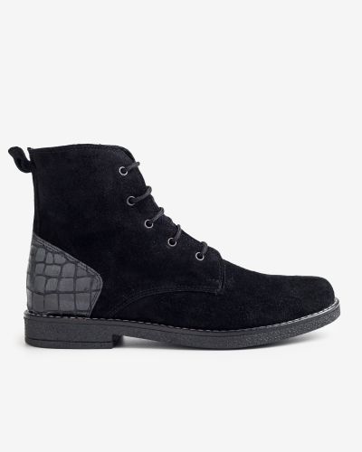 moustakis μαύρα suede μποτάκια
