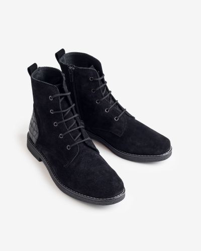 moustakis μαύρα suede μποτάκια