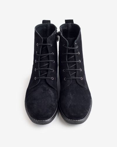 moustakis μαύρα suede μποτάκια