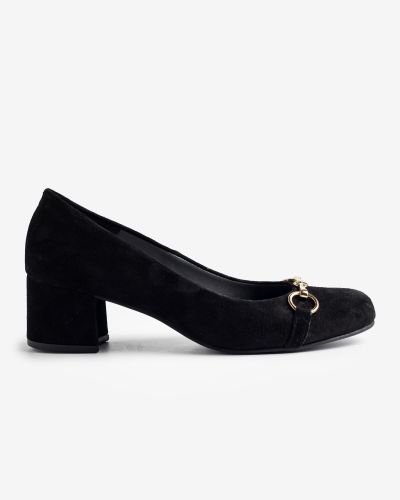 moustakis μαύρα suede γοβάκια