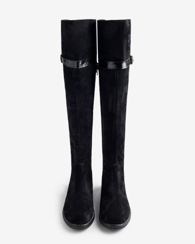 moustakis μαύρες suede μπότες over the knee