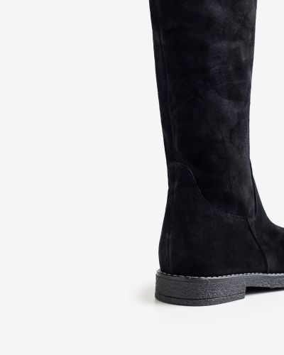moustakis μαύρες suede μπότες over the knee