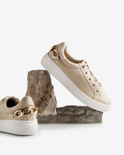 moustakis μπεζ δερμάτινα sneakers