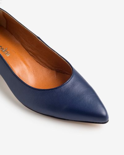 moustakis navy leather slippers