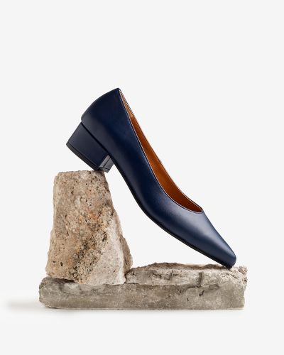 moustakis navy leather slippers
