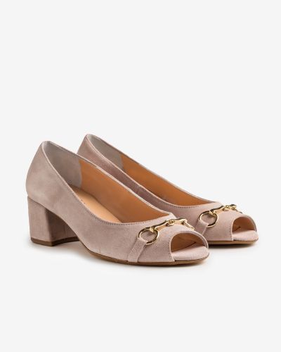 moustakis nude suede γοβάκια peep-toe
