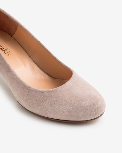 moustakis nude suede γοβάκια