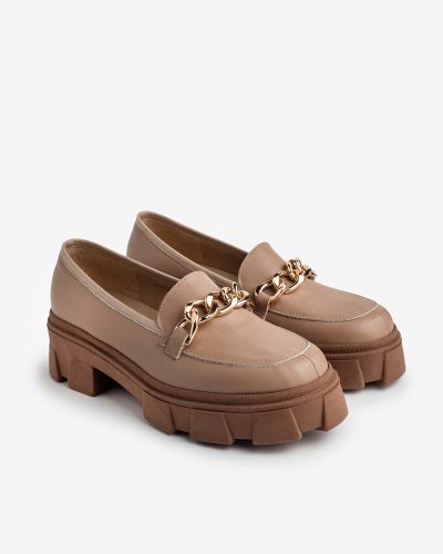 moustakis μπεζ δερμάτινα loafers