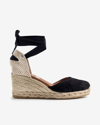 Viguera μαύρες suede εσπαντρίγιες platform με κορδέλα