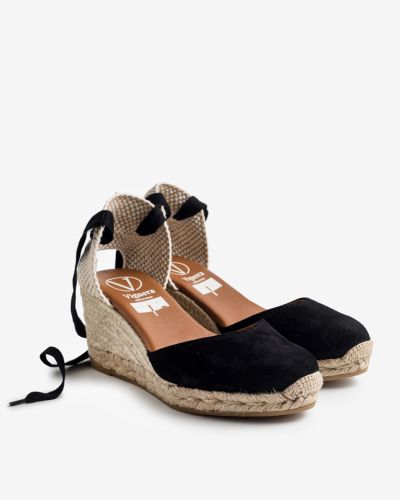 Viguera μαύρες suede εσπαντρίγιες platform με κορδέλα