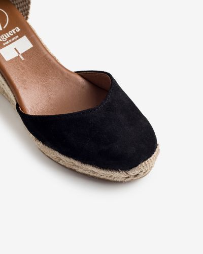 Viguera μαύρες suede εσπαντρίγιες platform με κορδέλα