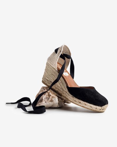 Viguera μαύρες suede εσπαντρίγιες platform με κορδέλα