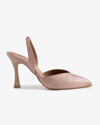 moustakis μπεζ δερμάτινες γόβες slingback
