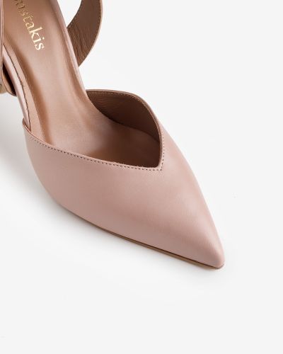 moustakis beige leather slingback pumps