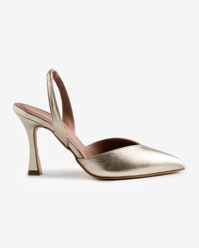 moustakis χρυσές δερμάτινες γόβες slingback