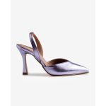 moustakis ασημένιες δερμάτινες γόβες slingback