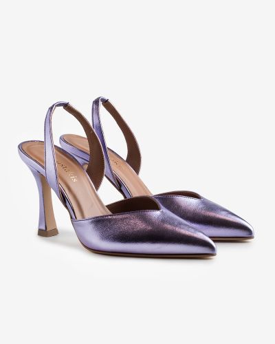 moustakis λιλά δερμάτινες γόβες slingback