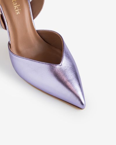 moustakis λιλά δερμάτινες γόβες slingback
