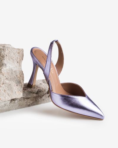 moustakis λιλά δερμάτινες γόβες slingback
