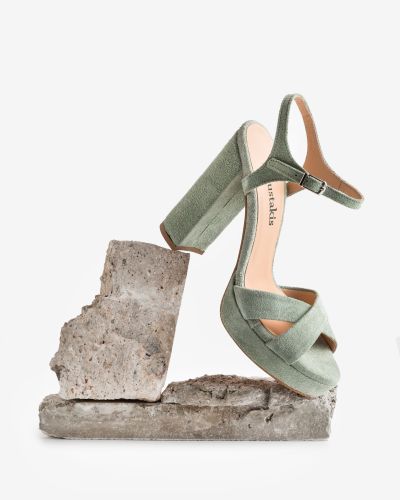 moustakis mint suede sandals