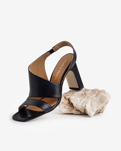 Paola Ferri black leather framed sandals
