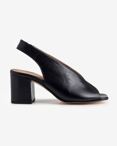 Paola Ferri μαύρα δερμάτινα πέδιλα peep-toe